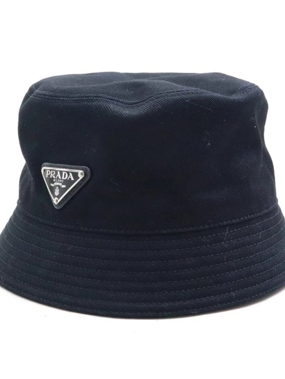 PRADA Bucket Hat Black Polyamide/Silvertone